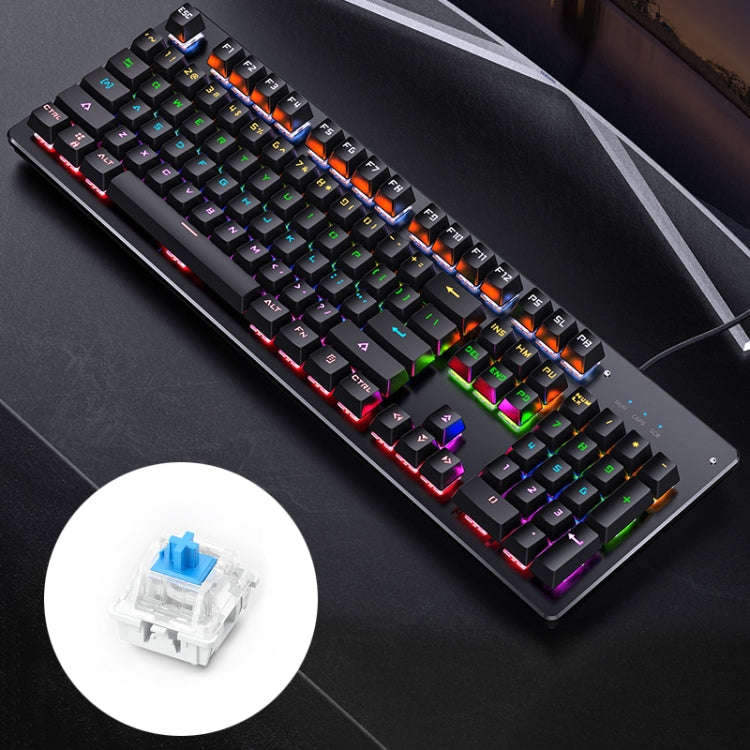 YINDIAO Classic Square Keys Mixed Light USB Mechanical Gaming Wired Keyboard, Blue Shaft, Square ...