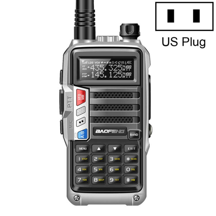 Baofeng BF-UV5R Plus S9 FM Interphone Handheld Walkie Talkie, US Plug, Silver, US Plug, Black, US...