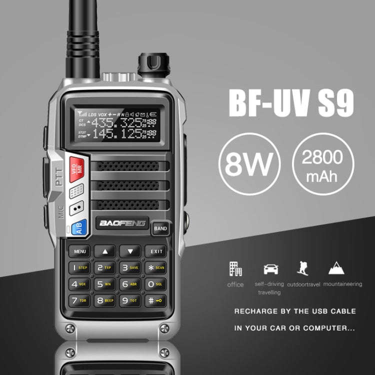 Baofeng BF-UV5R Plus S9 FM Interphone Handheld Walkie Talkie, US Plug, Silver, US Plug, Black, US...