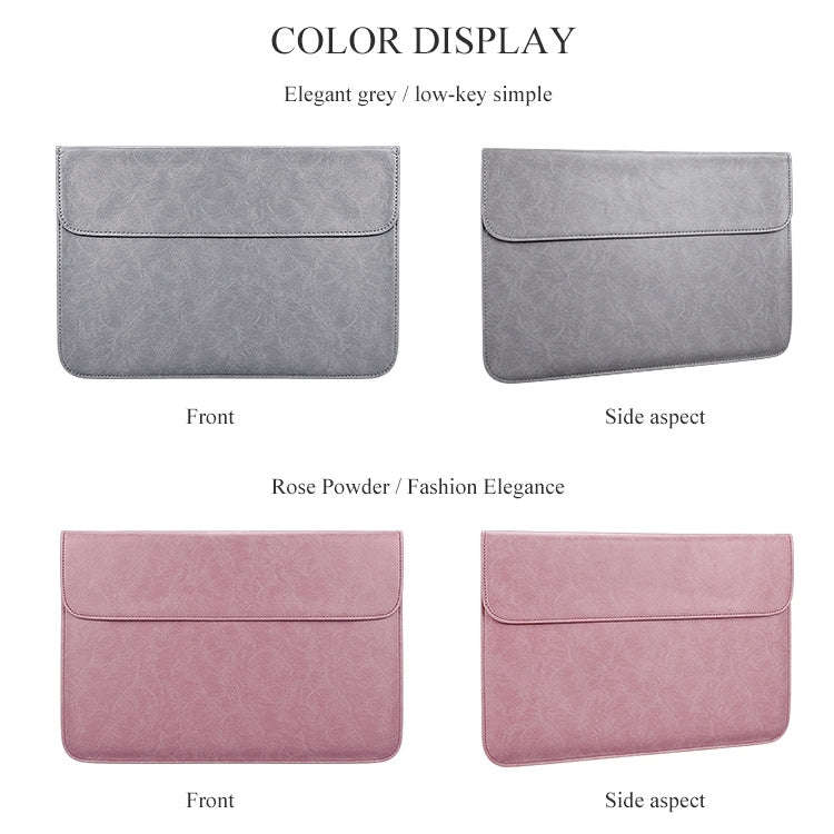 PU01S PU Leather Horizontal Invisible Magnetic Buckle Laptop Inner Bag for 14.1 inch laptops, wit...