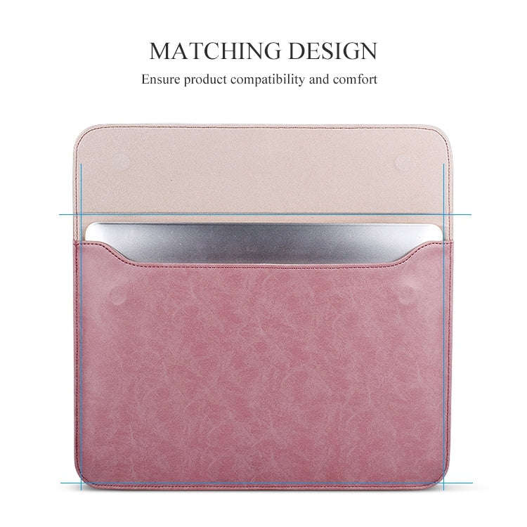 PU01S PU Leather Horizontal Invisible Magnetic Buckle Laptop Inner Bag for 14.1 inch laptops, wit...