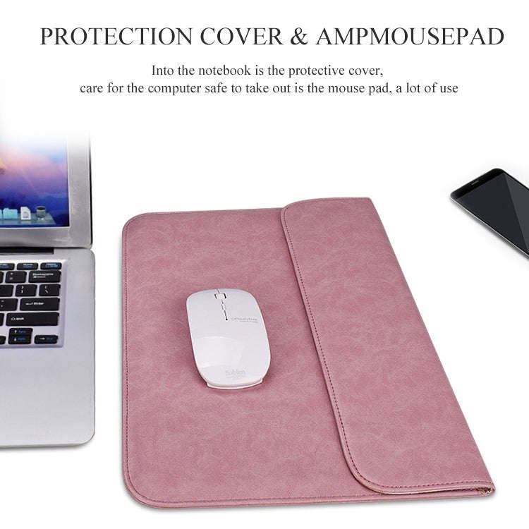 PU01S PU Leather Horizontal Invisible Magnetic Buckle Laptop Inner Bag for 14.1 inch laptops, wit...