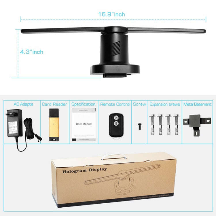 224 LEDs Hologram Holographic Display Fan with Remote Control, Support 4GB Micro SD Card, AC 100-...