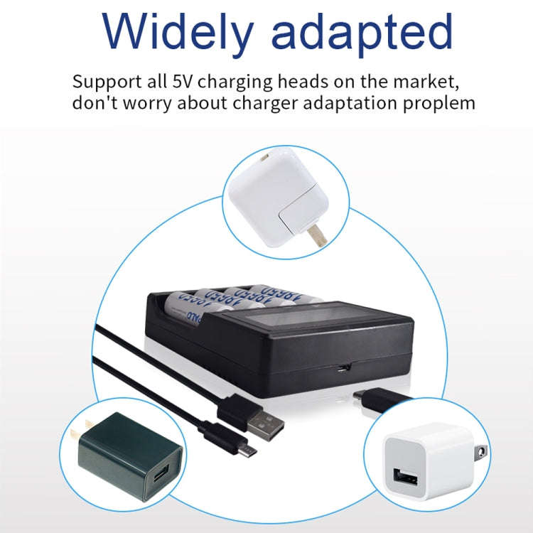 Micro USB 4 Slot Battery Charger for 3.7V Lithium-ion Battery, with LCD Display