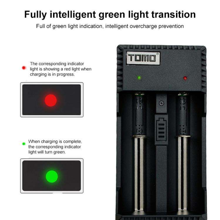 TOMO V6-2 USB Smart Battery Charger with  Indicator Light for 18650 / 18500 / 17650 / 16340 / 145...