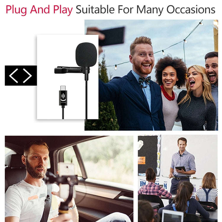 YICHUANG YC-LM10 USB-C / Type-C Intelligent Noise Reduction Condenser Lavalier Microphone, Cable ...