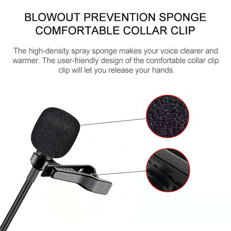 YICHUANG YC-LM10 USB-C / Type-C Intelligent Noise Reduction Condenser Lavalier Microphone, Cable ...