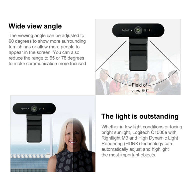 Logitech C1000e BRIO 4K HD Wide-angle Live Computer Camera with Microphone, C1000e