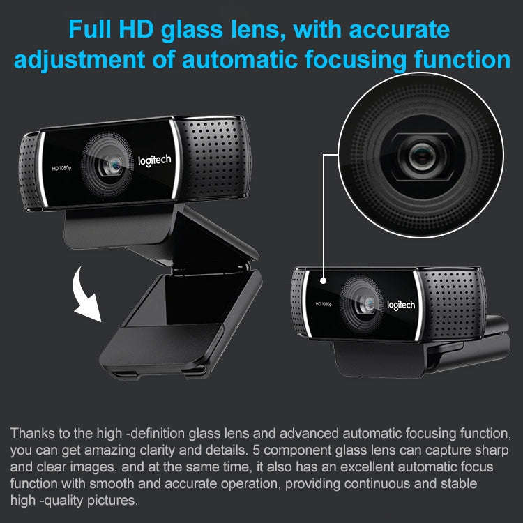 Logitech C922 Pro HD Pro Autofocus Built-in Stream Webcam 1080P Web Camera, C922 Pro