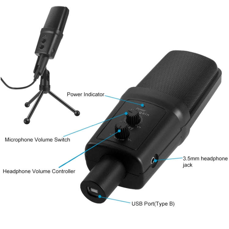 Yanmai SF-970 Professional Condenser Sound Recording Microphone with Tripod Holder & USB Cable , ...