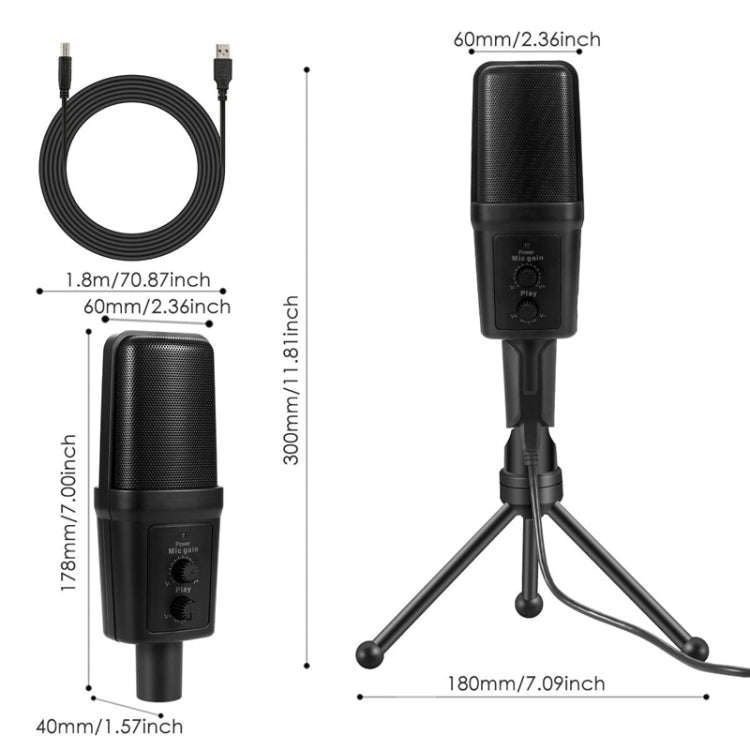 Yanmai SF-970 Professional Condenser Sound Recording Microphone with Tripod Holder & USB Cable , ...