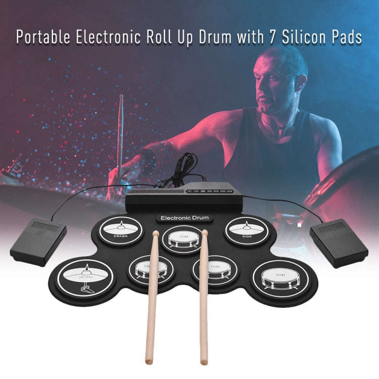 Portable Silicone Hand Roll USB Electronic Drum, Black Icon Version, Electronic Drum Black Icon V...