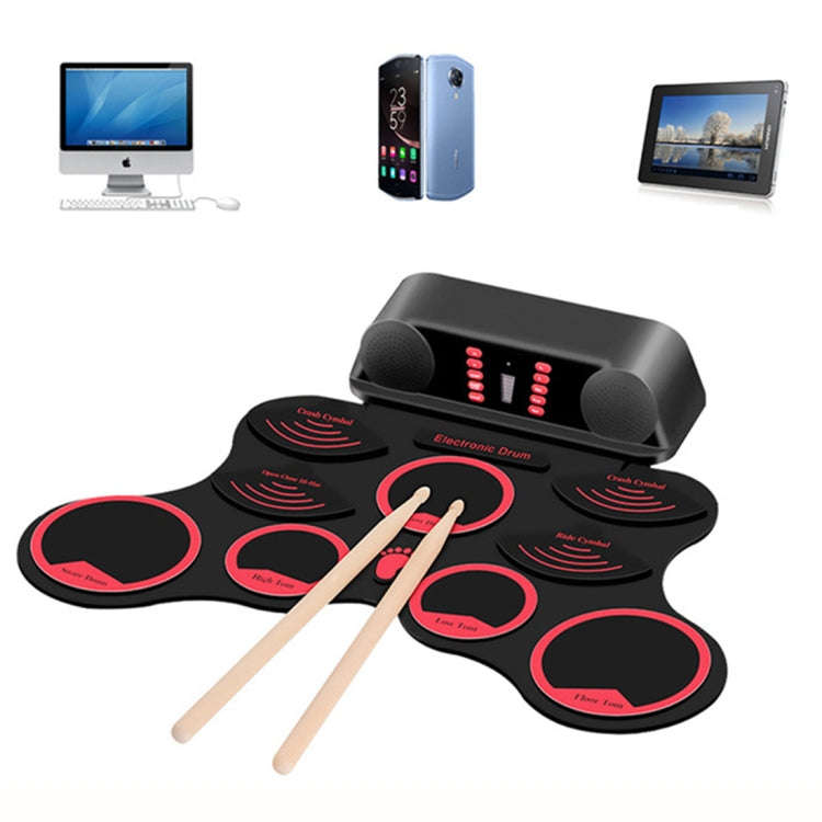Portable Adult Beginner Children Hand Roll Electronic Drum, Electronic Drum(Black)
