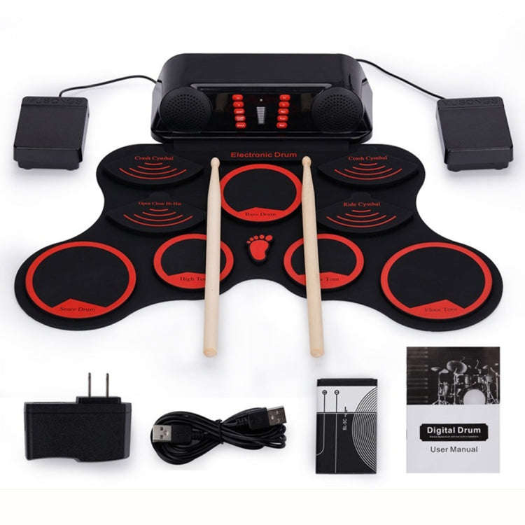 Portable Adult Beginner Children Hand Roll Electronic Drum, Electronic Drum(Black)