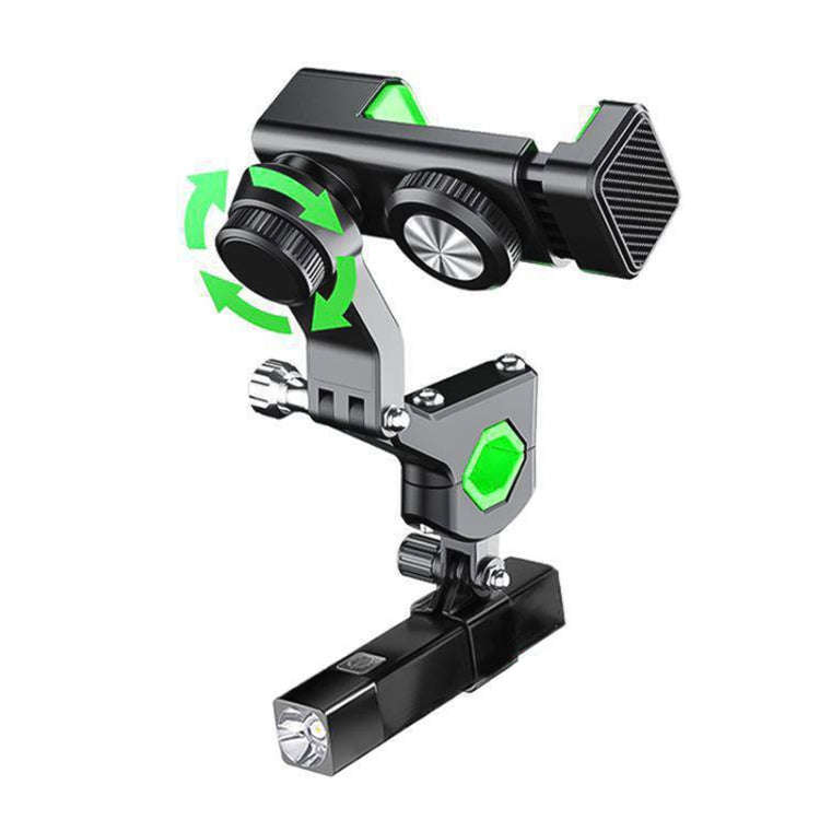 Motorcycle Spherical Compass Phone Holder, Handlebar with Light, Handlebar with Light (Black), Ha...