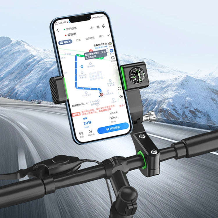 Motorcycle Spherical Compass Phone Holder, Handlebar without Light, Handlebar without Light (Blac...