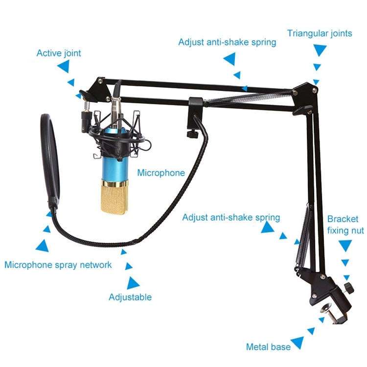 BM-800 Network K-Song Dedicated High-end Metal Shock Mount Microphone Set, BM800 Kit Blue, BM800 ...