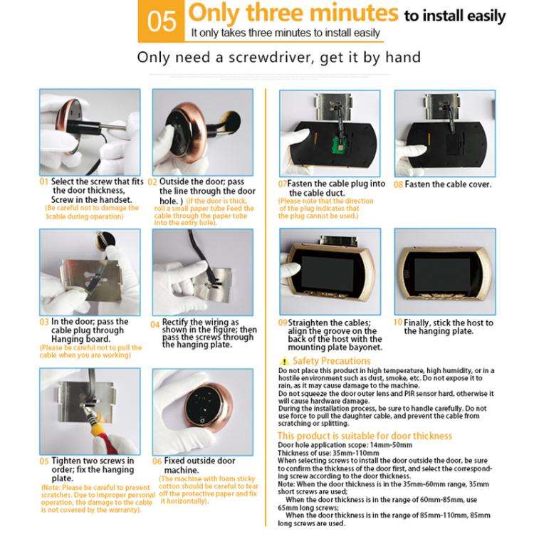 45AHD 4.5 inch Motion Detection Camera Video Smart Digital Door Viewer