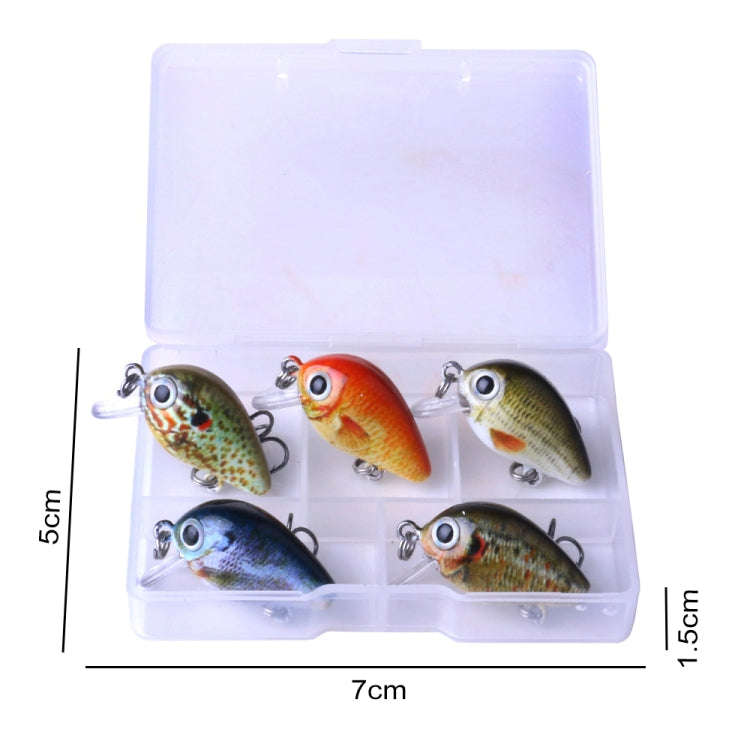 HENGJIA 5 PCS 2.7cm/1.5g Luya Rock Fishing Lures Bait Bionic Kit with Plastic Box, Box008