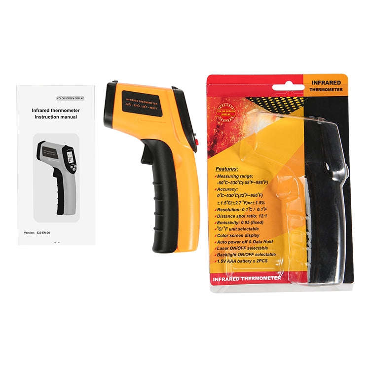 GM533 Portable Digital Laser Point Infrared Thermometer, Temperature Range: -50-530 Celsius Degre...