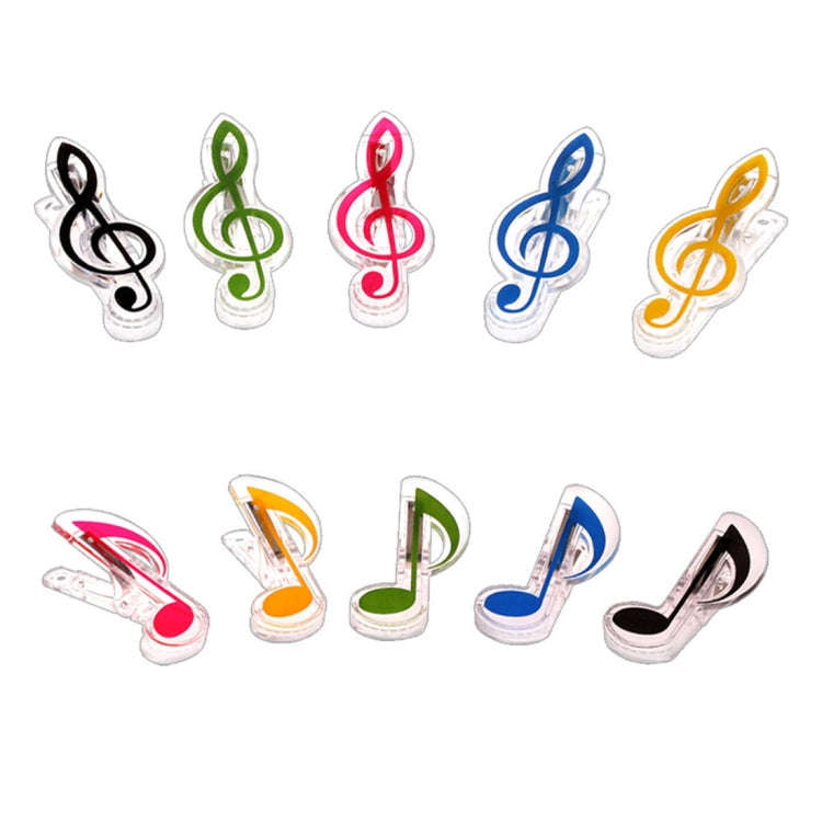 10 PCS PP Material Stainless Steel Spring Music Note Shape Book Clip Deluxe Page Holder, Random C...