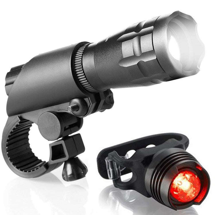 5W Mountain Bike Headlight Charging Zoom Glare Waterproof Flashlight Set Car Headlight + Tailligh...