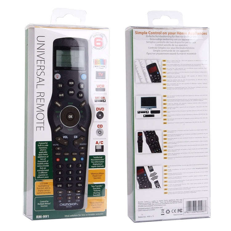 CHUNGHOP RM-L991 Universal LCD Remote Controller with Learning Function for TV VCR SAT CBL DVD CD...