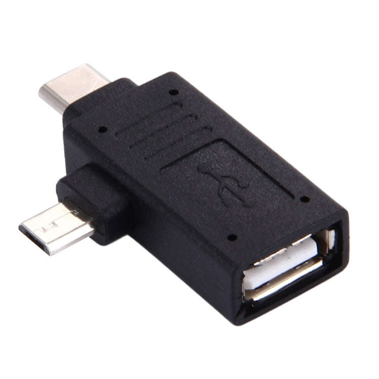 USB-C / Type-C Male + Micro USB Male to USB 2.0 Female Adapter, USB 2.0