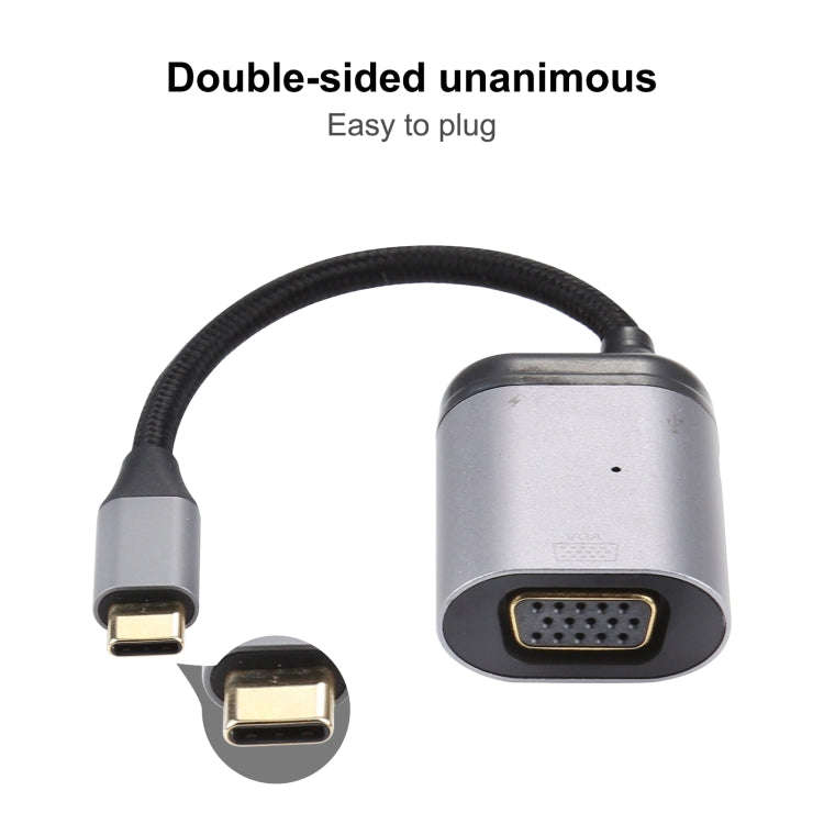 4K UHD USB-C / Type-C to VGA + PD Data Sync Adapter Cable, Type-C to VGA