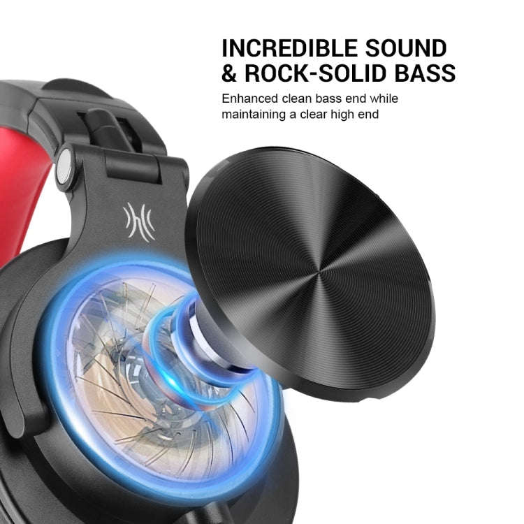 OneOdio A71 Head-mounted Noise Reduction Wired Headphone with Microphone, A71 (Black Red)