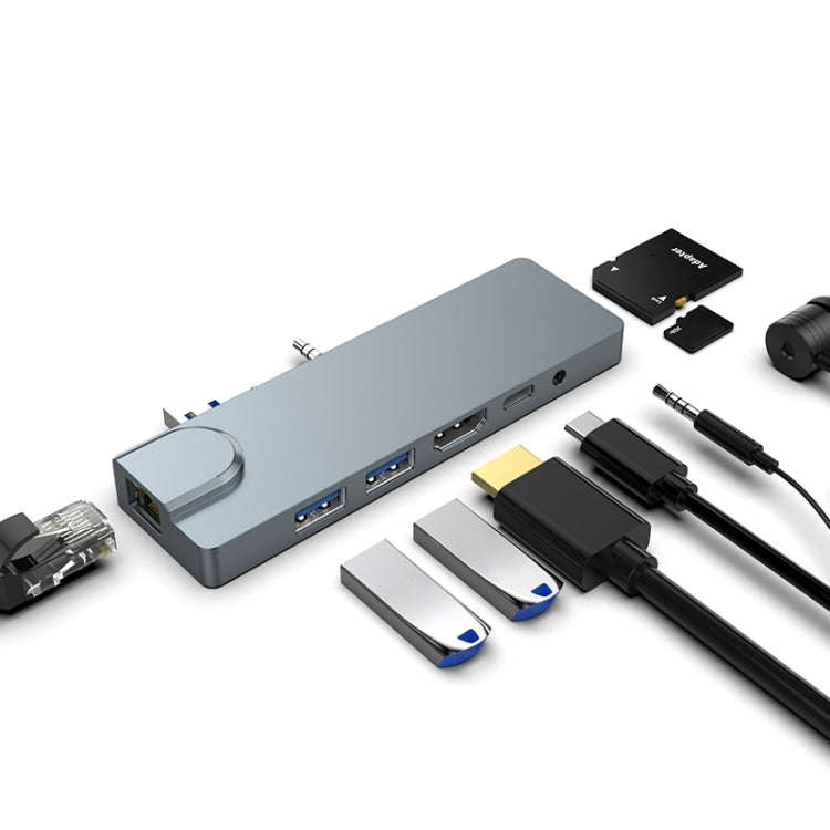 Rocketek SHL731 8 in 1 60W PD / RJ45 / 4K HDMI / USB 3.0 HUB Adapter for Surface Pro 3 / 4 / GO, ...