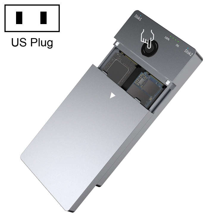 Rocketek ME921 USB3.1 Gen2 Dual M.2 Solid State Drive Box NVMe Docking Station, US Plug, US Plug