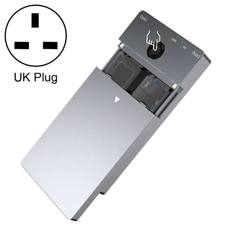 Rocketek ME921 USB3.1 Gen2 Dual M.2 Solid State Drive Box NVMe Docking Station, UK Plug, UK Plug