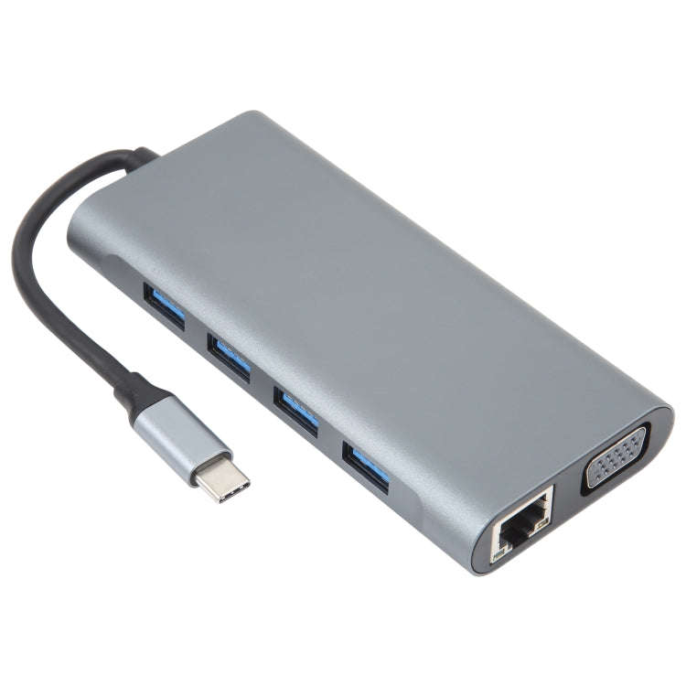 11 in 1 USB-C / Type-C to USB Docking Station HUB Adapter(100M Network Port), 100M Network Port