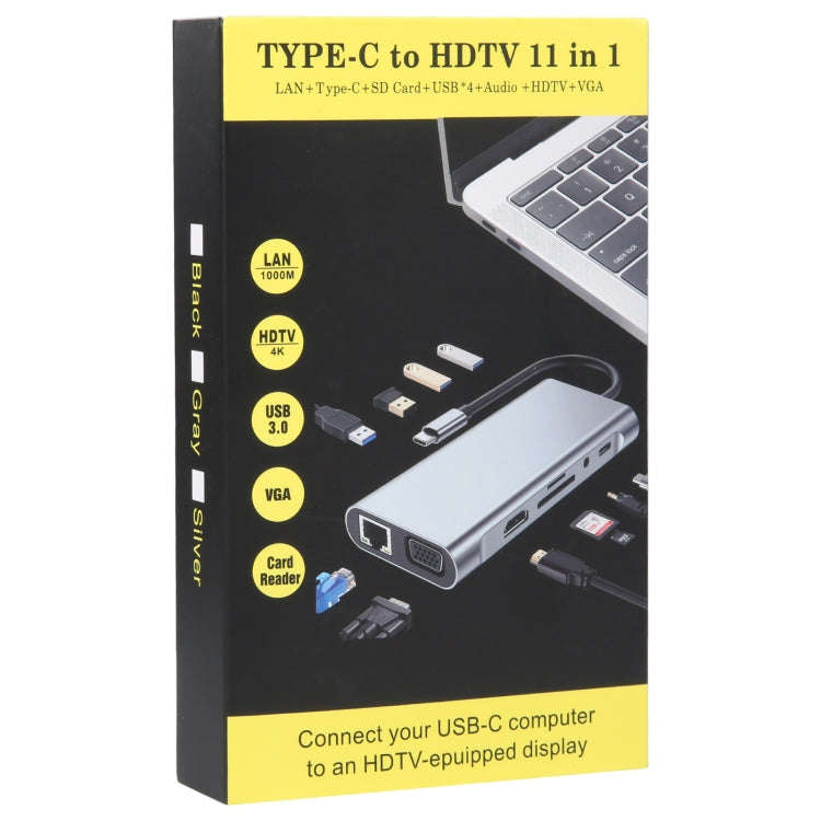 11 in 1 USB-C / Type-C to USB Docking Station HUB Adapter(100M Network Port), 100M Network Port