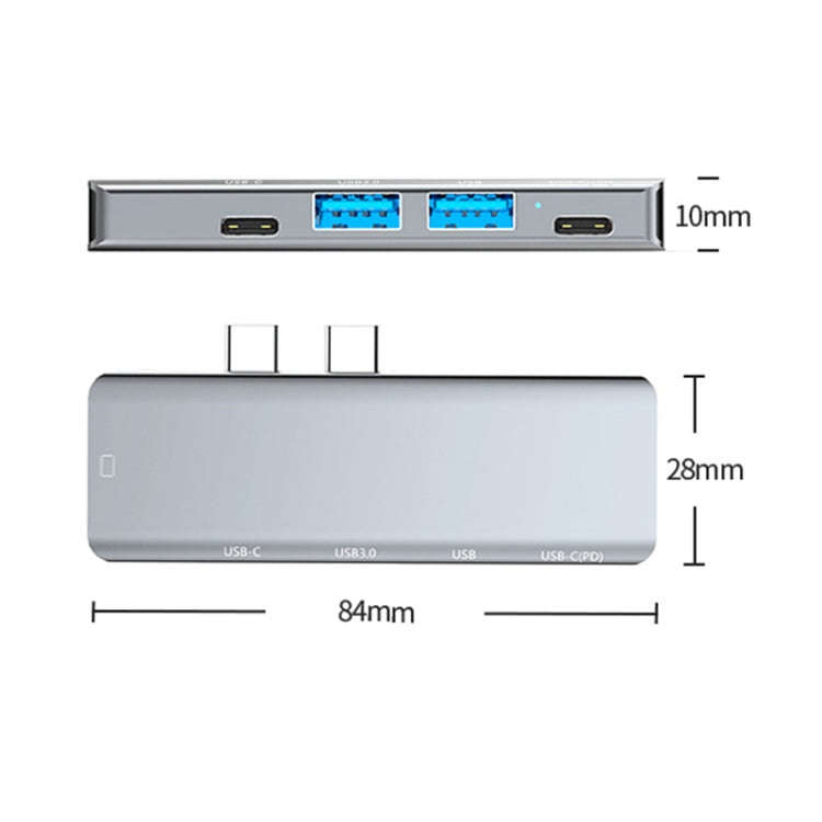YG-2102 5 in 1 Dual USB-C / Type-C to USB Docking Station HUB Adapter, YG-2102