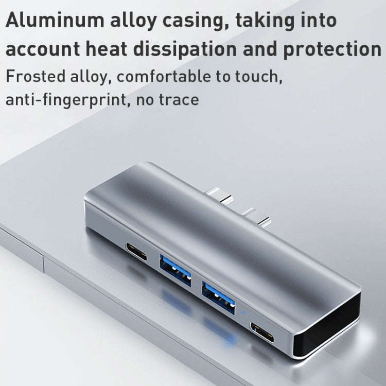 YG-2102 5 in 1 Dual USB-C / Type-C to USB Docking Station HUB Adapter, YG-2102
