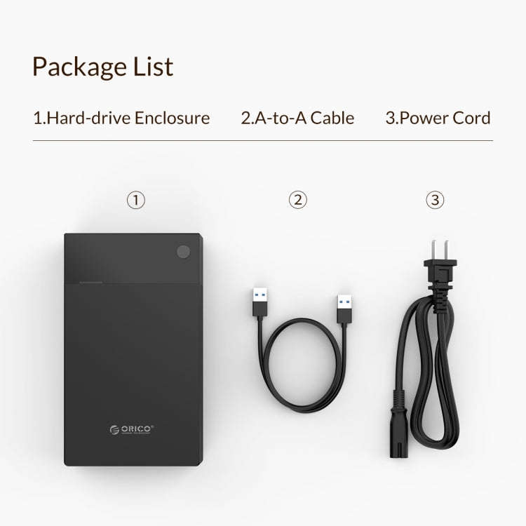 ORICO 3599U3 2.5 / 3.5 inch Portable USB3.0 Hard-Drive Enclosure, US Plug, US Plug