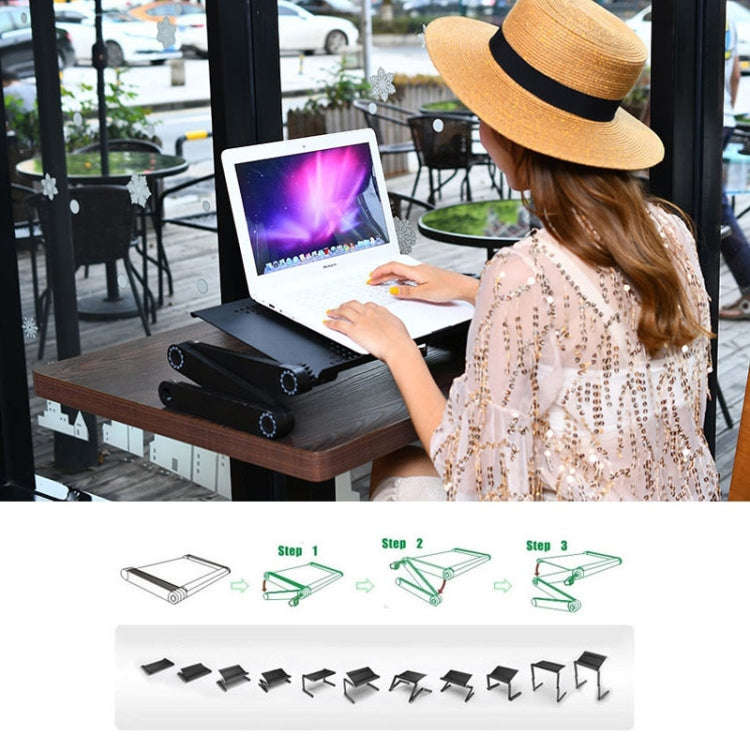 Portable 360 Degree Adjustable Foldable Aluminium Alloy Desk Stand with Double CPU Fans & Mouse P...