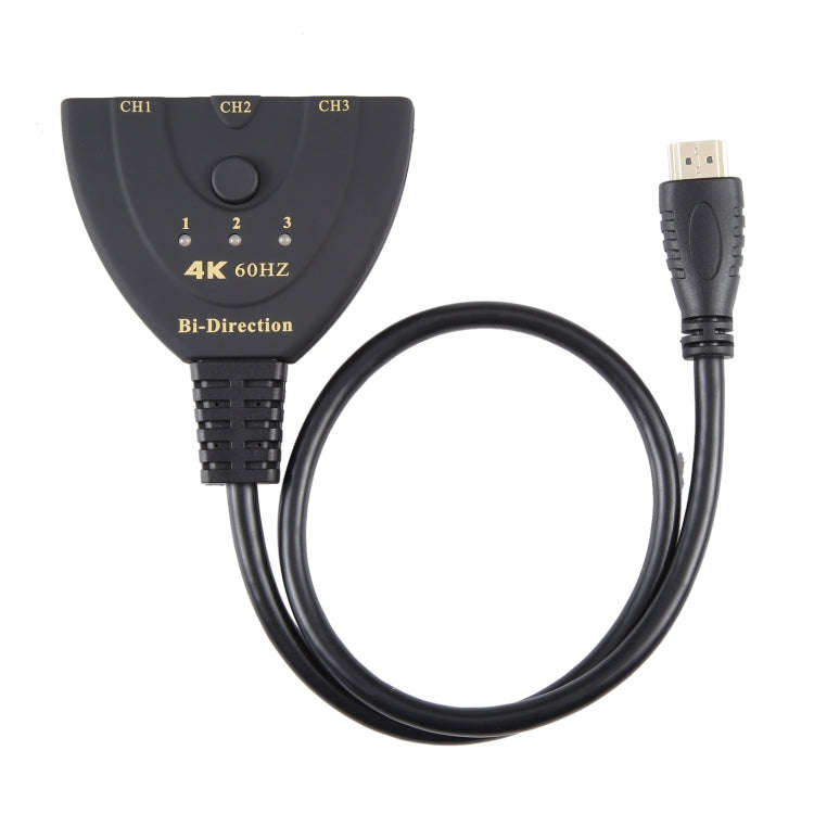 3 x 1 4K 60Hz HDMI Bi-Direction Switcher with Pigtail HDMI Cable, Bi-Direction