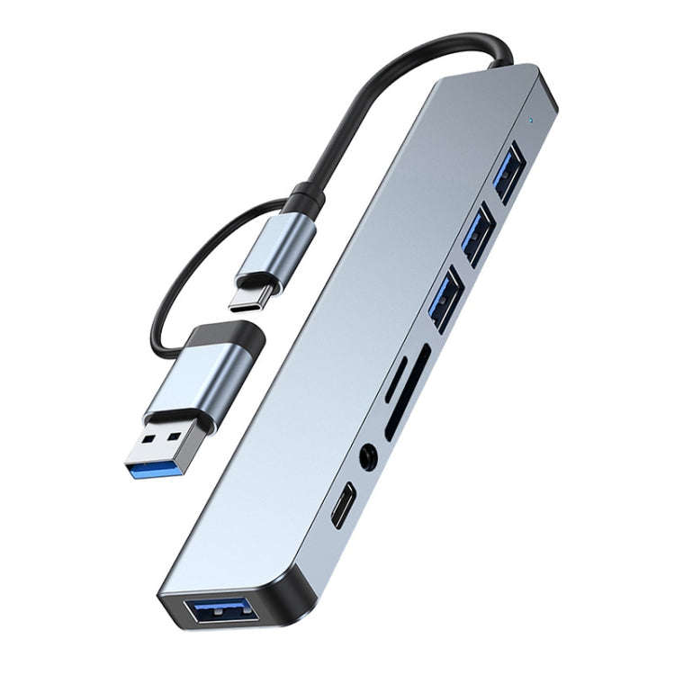 BYL-2218TU 8 in 1 USB + USB-C / Type-C to USB Multifunctional Docking Station HUB Adapter, BYL-22...