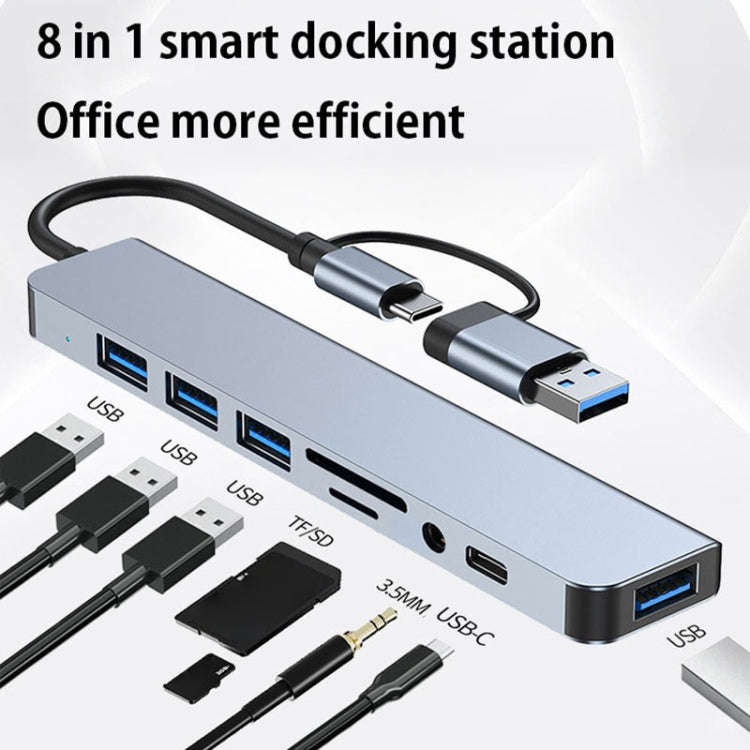 BYL-2218TU 8 in 1 USB + USB-C / Type-C to USB Multifunctional Docking Station HUB Adapter, BYL-22...