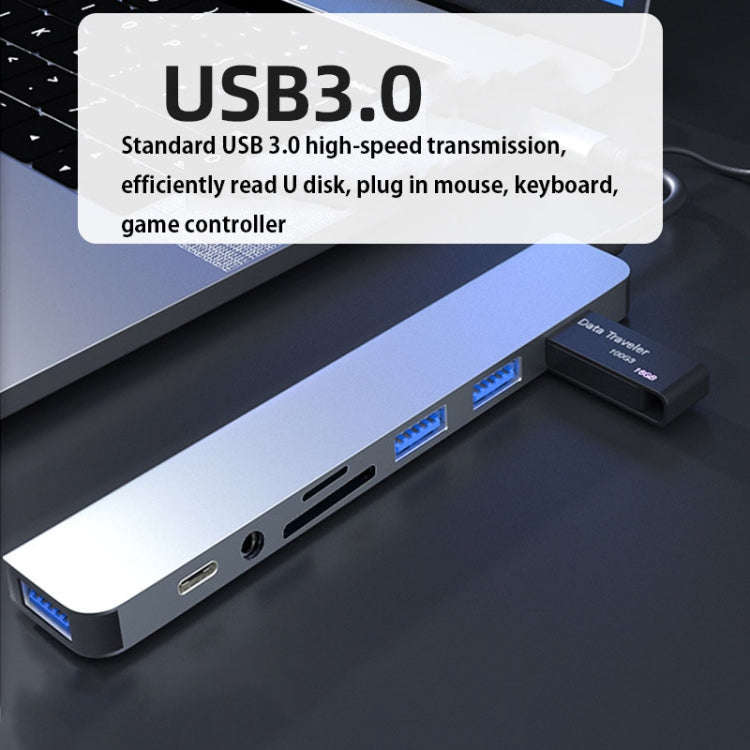 BYL-2218TU 8 in 1 USB + USB-C / Type-C to USB Multifunctional Docking Station HUB Adapter, BYL-22...