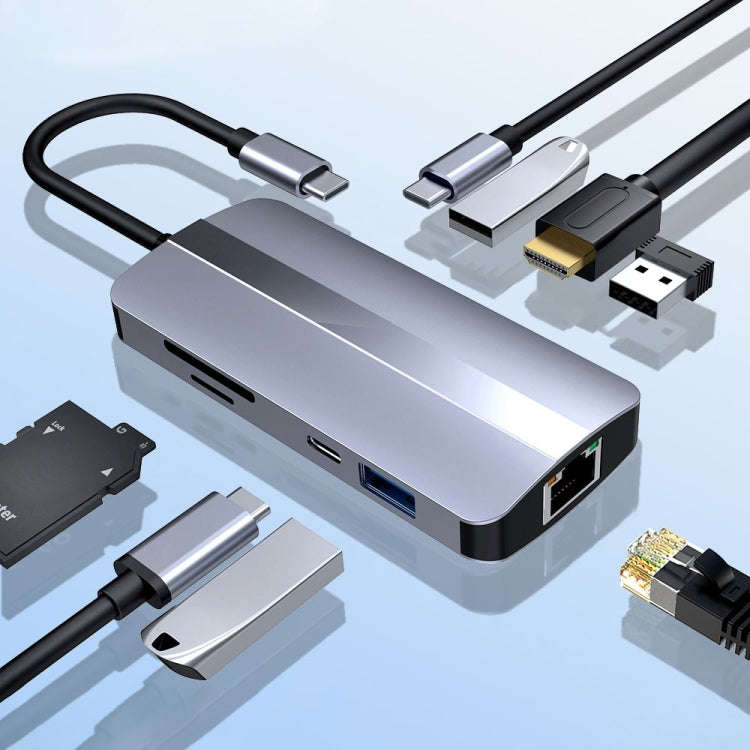 BYL-2206 9 in 1 USB-C / Type-C to USB Multifunctional Docking Station HUB Adapter, BYL-2206