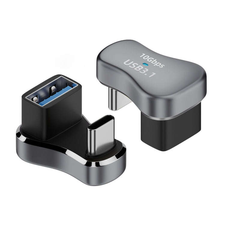 140W 20Gbps USB-C / Type-C Male to USB Female U-shaped Elbow Charging Adapter, Type-C Male to USB...