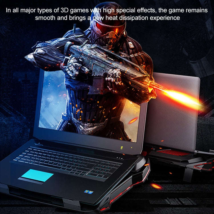 SSRQ-021S Red Light + Adapter Version Flank Glowing Dual-fan Laptop Radiator Two-speed Adjustable...