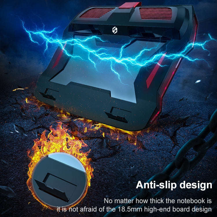 SSRQ-021S Red Light + Adapter Version Flank Glowing Dual-fan Laptop Radiator Two-speed Adjustable...