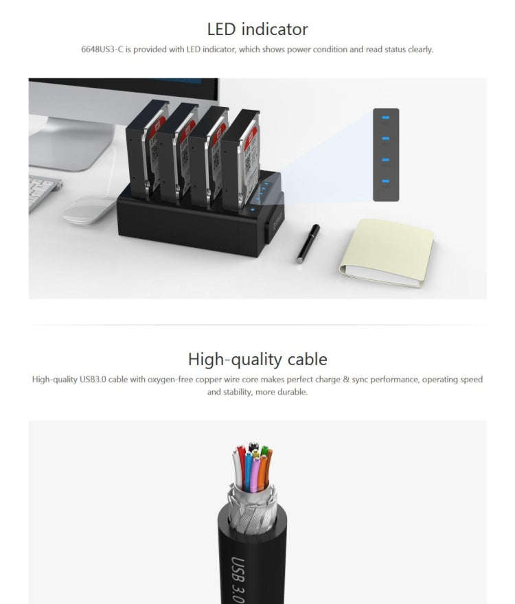 ORICO 6648US3-C-V1 4-bay USB 3.0 Type-B to SATA External Hard Disk Box Storage Case Hard Disk Doc...