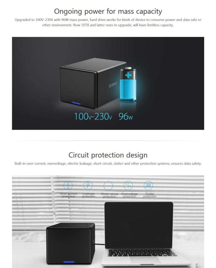 ORICO NS500-RU3 5-bay USB 3.0 Type-B to SATA External Hard Disk Box Storage Case Hard Drive Dock ...