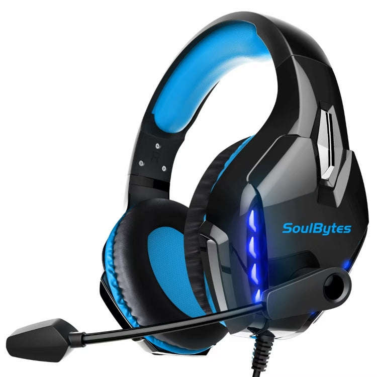 Soulbytes S11 USB + 3.5mm 4 Pin Adjustable LED Light Gaming Headset with Mic, S11(Blue)